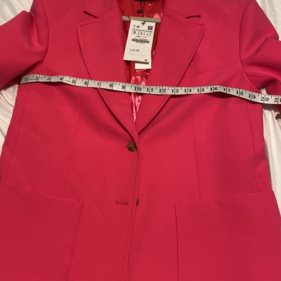 Hot Pink Zara Menswear Style Blazer with Tortoise Buttons NWT Size Small - Picture 9 of 10